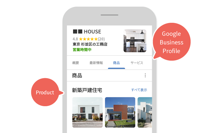 Googleビジネスプロフィールに規格住宅商品を追加したり、写真を投稿する。